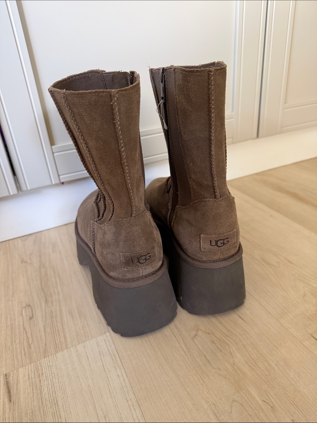 Ugg Dark Brown Suede Platform Ankle Boots